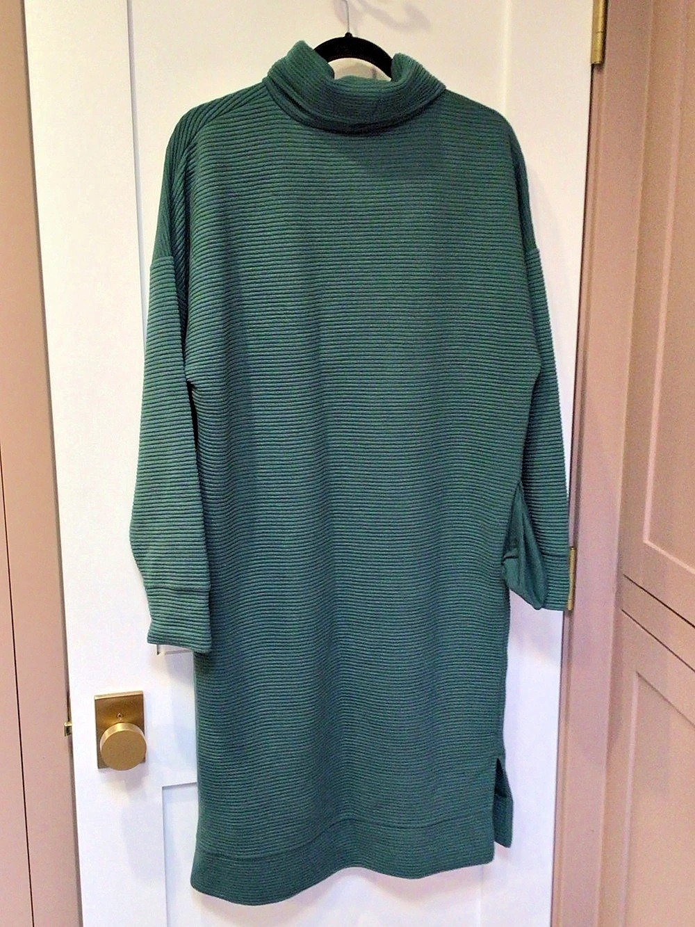 a new day Turtleneck Long Sleeve Ribbed Sweater Dress Green Medium